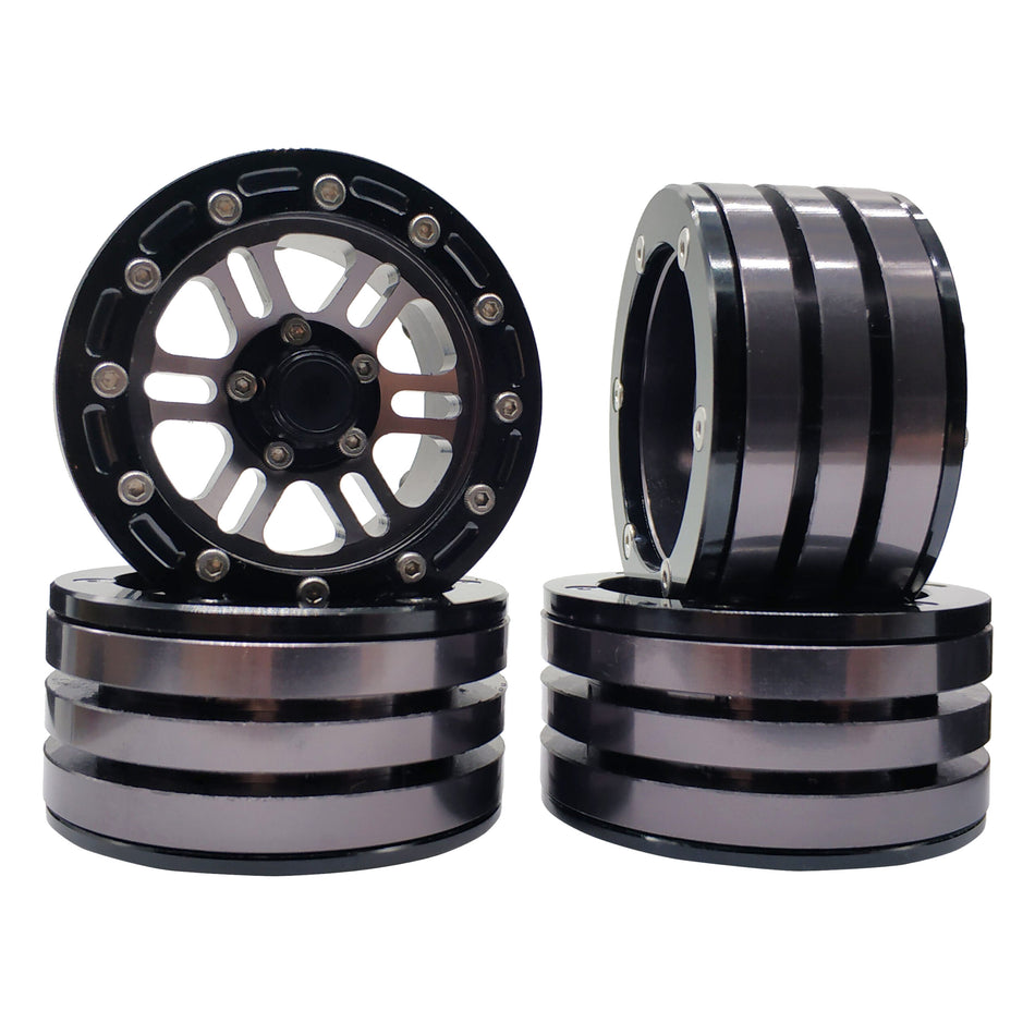 Set of 4 1.9 Aluminum RC Crawler Beadlock Wheel Rims 1/10 TRX-4 D90 SCX10 II III image 0