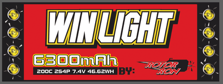 Rotor Ron Win Light 6300mAh 200C 7.4V 2S4P Drag Racing Lipo Battery XT90 Plug image 1