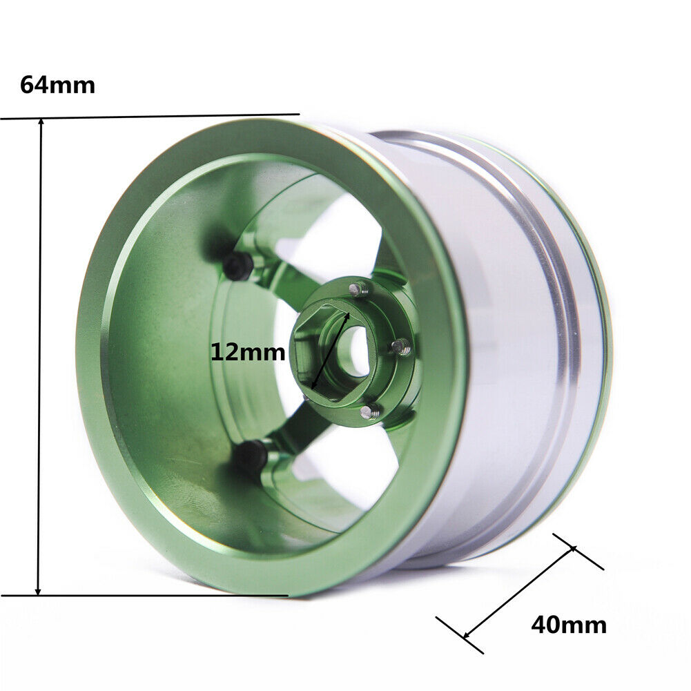 Aluminum 2.2" Green Beadlock Wheels Rims for 1/10 RC Axial SCX10 Wraith TRX4 KM2 image 1