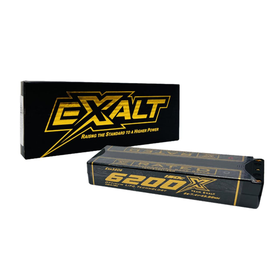 Team Exalt X-Rated 6200mah 150c 2s 7.4v Stick Lipo Battery w/5mm Bullets EXA3206 image 0