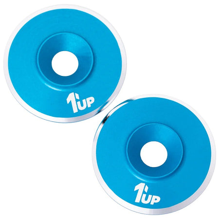 1UP Aluminum LowPro (Low Profile) Wing Washers M3 Light Blue Shine 2pcs 820221 image 0