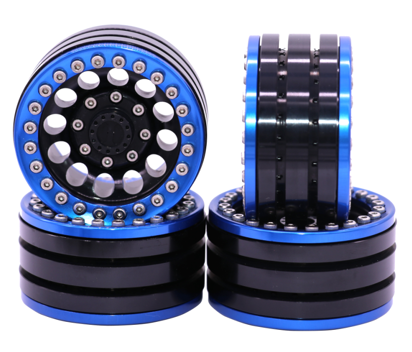 (4) 1.9 Aluminum RC Crawler Blue Beadlock Wheel Rims 1/10 TRX-4 D90 SCX10 II III image 0