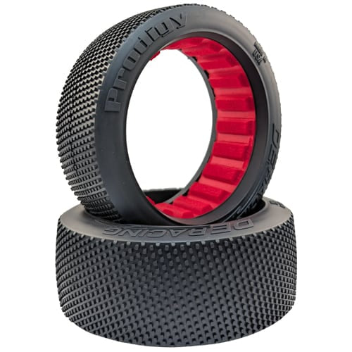 DE Racing Prodigy 8 Buggy Tires 1/8 Scale D40 Compound w/Inserts (2) DER-PR8-D40 image 0