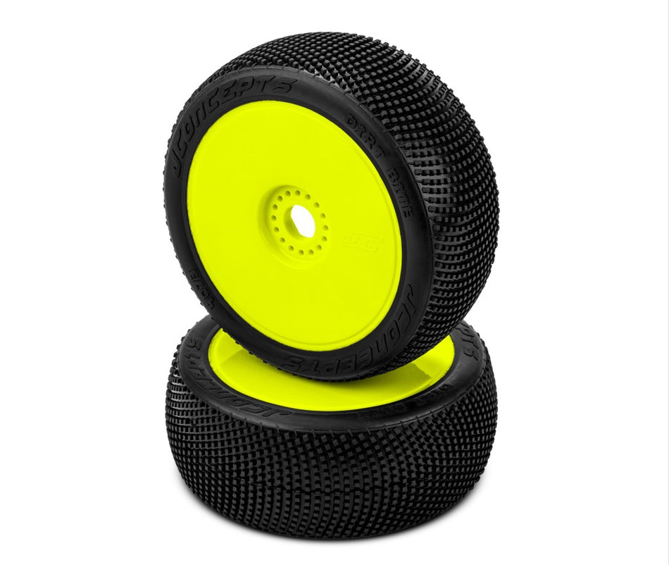 Jconcepts Dirt Bite Green Compound 1/8 Tires Pre-mounted on 3357Y Wheels 407322 image 0