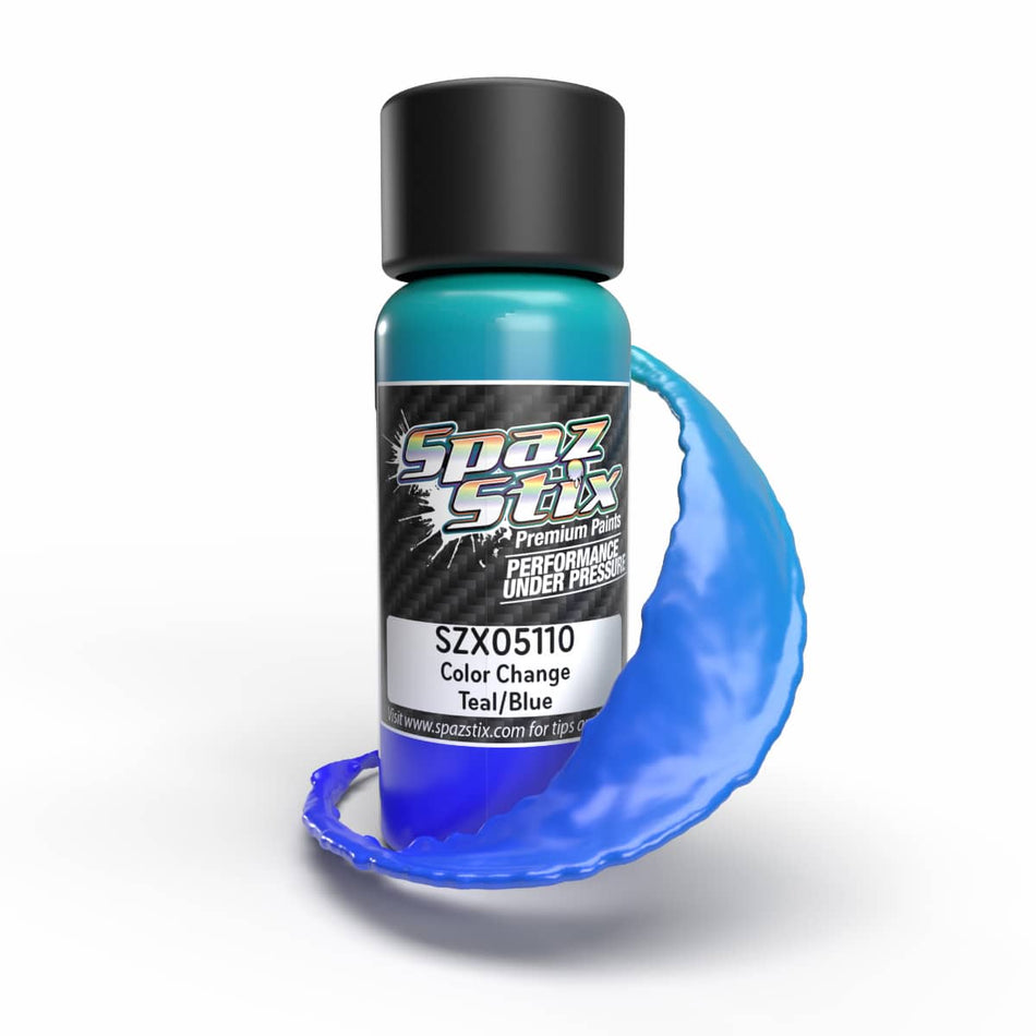 Spaz Stix Teal/Blue Color Changing Airbrush Ready Paint 2oz Bottle SZX05110 image 0
