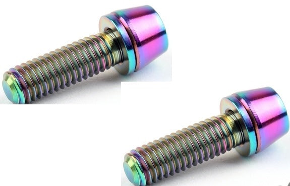 Rotor Ron V1.2 Conical Oil Slick Colored Titanium 3×8mm Motor Screws w/Washers image 0