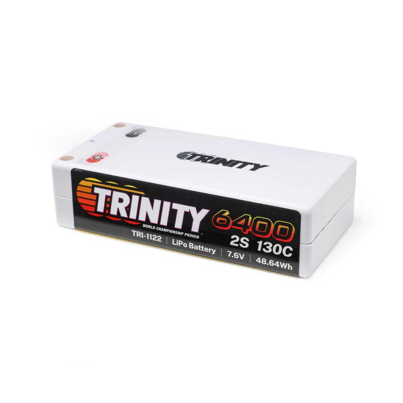 Trinity White Carbon 2S 7.6v 6400mAh 130c Shorty LiPo Battery TRI-1122 image 0