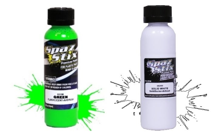 Spax Stix Green Fluorescent White Backer Combo Airbrush Paint SZX00200 SZX02150 image 0