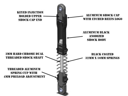 REEFS RC XP Aluminum Shocks 90mm (2pk) REEFS212 image 1