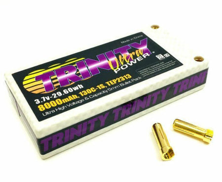 Trinity 8000mah 3.7V 1S 130C Ultra Power LiPo Battery w/5mm Bullets TRI-1027 image 1