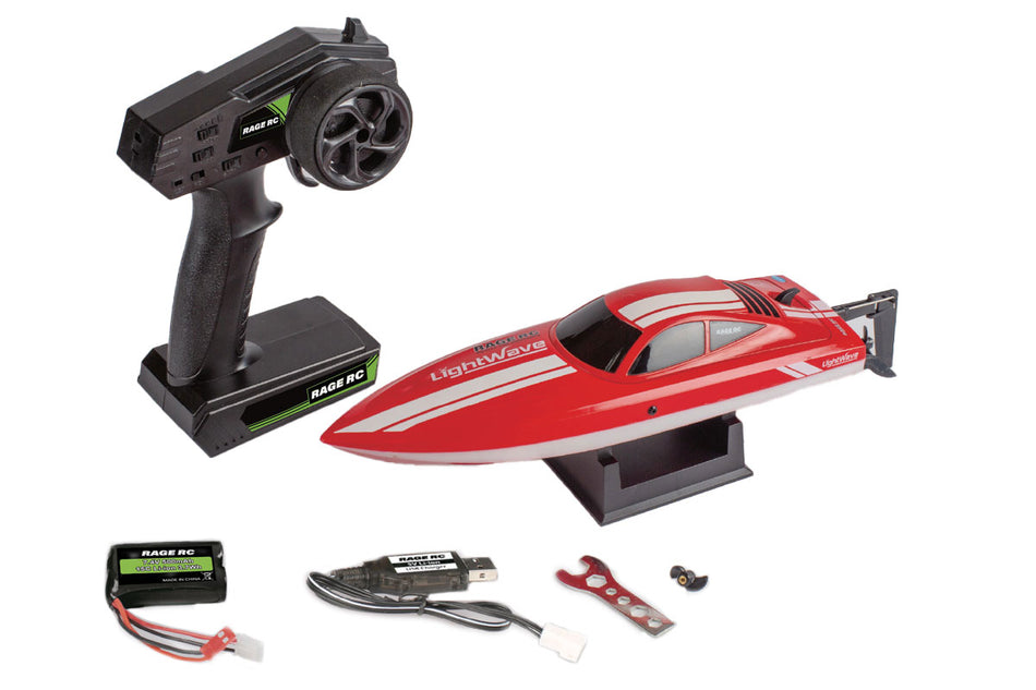 Rage RC LightWave Electric Micro Boat Red RTR (Ready To Run) B1133 image 0