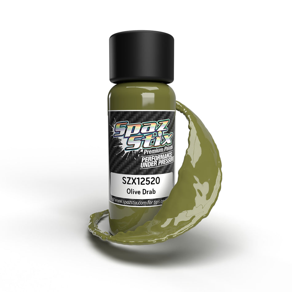Spaz Stix Olive Drab Airbrush Ready Paint 2oz Bottle SZX12520 image 0