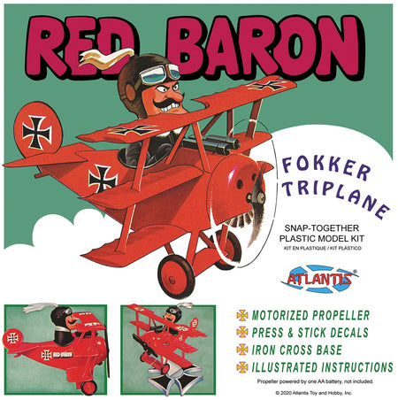 Atlantis Red Baron Fokker Tri Plane Snap Skill Level 1 Plastic Model Kit M5903 image 0