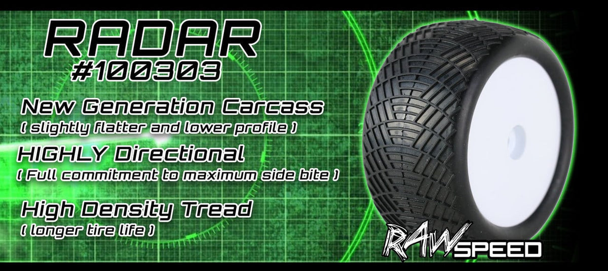 Raw Speed Radar 2.2" Buggy Rear Tire Green Super Soft Compound 100303SSB image 1