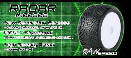 Raw Speed Radar 2.2" Buggy Rear Tire Green Super Soft Compound 100303SSB image 1