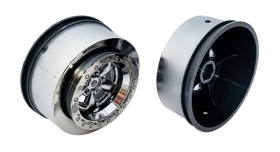 Team Associated DR10 Drag Racing Rear Wheels Black Chrome 2pc ASC71076 71076 image 0