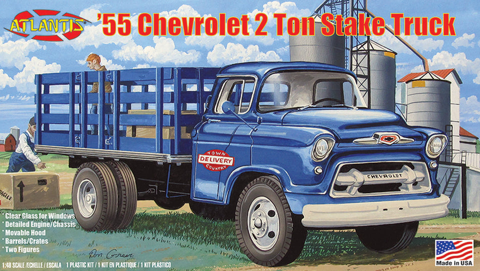 Atlantis 1/48 1955 Chevy Stake Truck Plastic Model Kit, Skill Level 2 H1401 image 0
