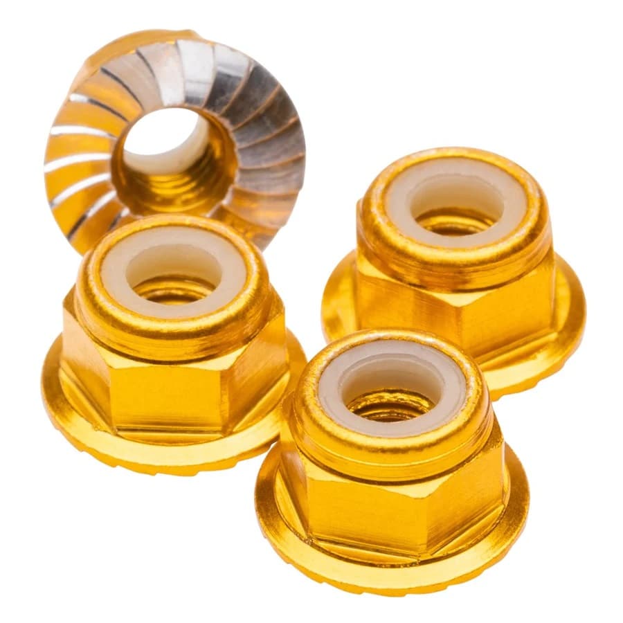 1UP Racing Premium Aluminum M4 Wheelnuts Flaged Serrated Gold (4pc) 80562 image 0