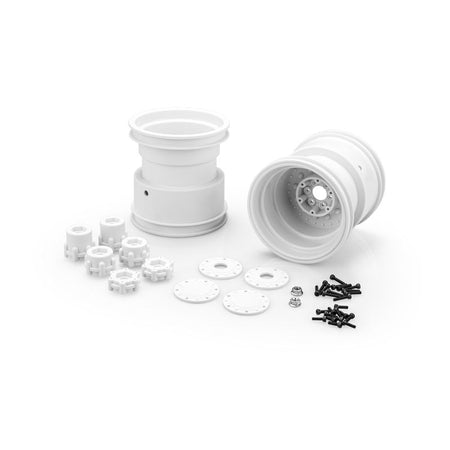 JConcepts Tribute 73's Monster Truck Wheel w/Adaptors White (2pc) 3.2x3.6 3439W image 0