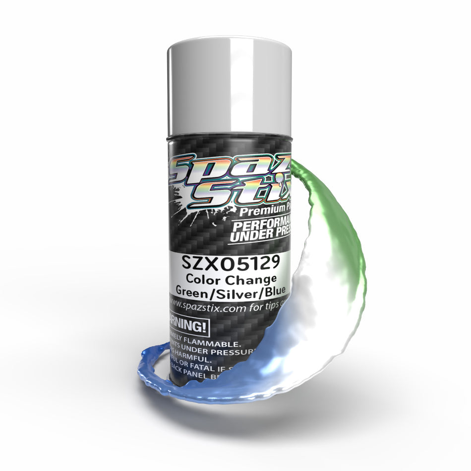 Spaz Stix Color Change Aerosol Paint Green/Silver/Blue 3.5oz Can SZX05129 05129 image 0