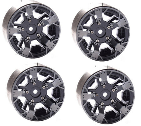 Set of 4 1.9 Metal RC Beadlock Wheel Rims 1/10 TRX-4 D90 SCX10 II III Jeep image 0