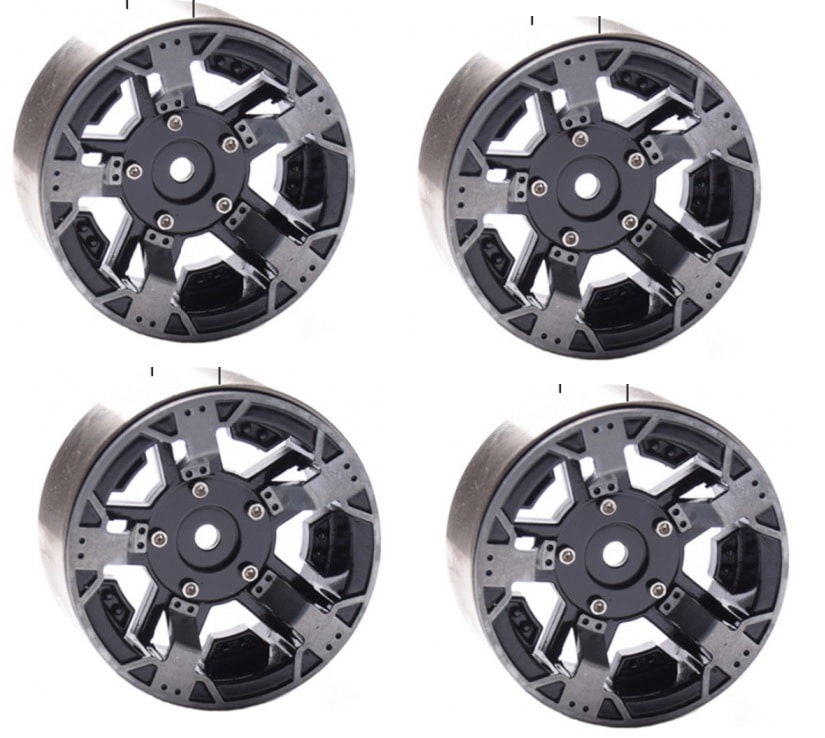 Set of 4 1.9 Metal RC Beadlock Wheel Rims 1/10 TRX-4 D90 SCX10 II III Jeep image 0