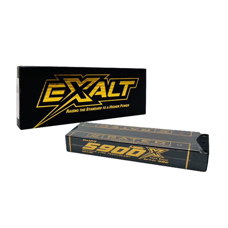 Team Exalt X-Rated 5900mah 135c 2s 7.4v Stick Lipo Battery w/5mm Bullets EXA3205 image 0
