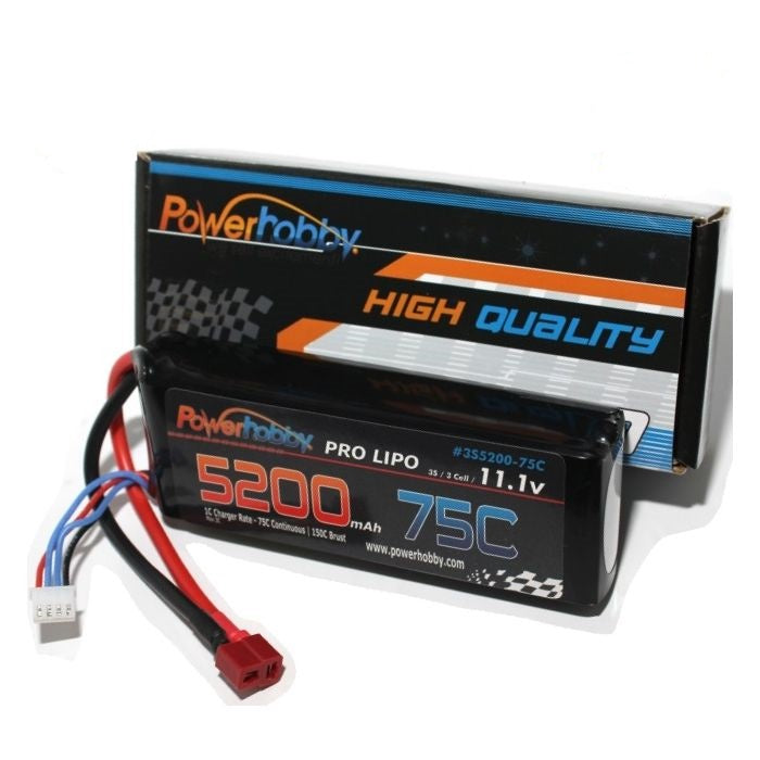 Power Hobby 3S 11.1V 5200mah 75c Lipo Battery w Deans Connector PHB3S520075CDNS image 0