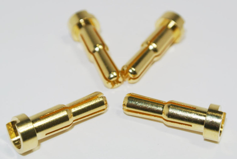 4pk Low Profile 4mm - 5mm Gold Plated Tapered Bullet Lipo Battery Connectors image 0