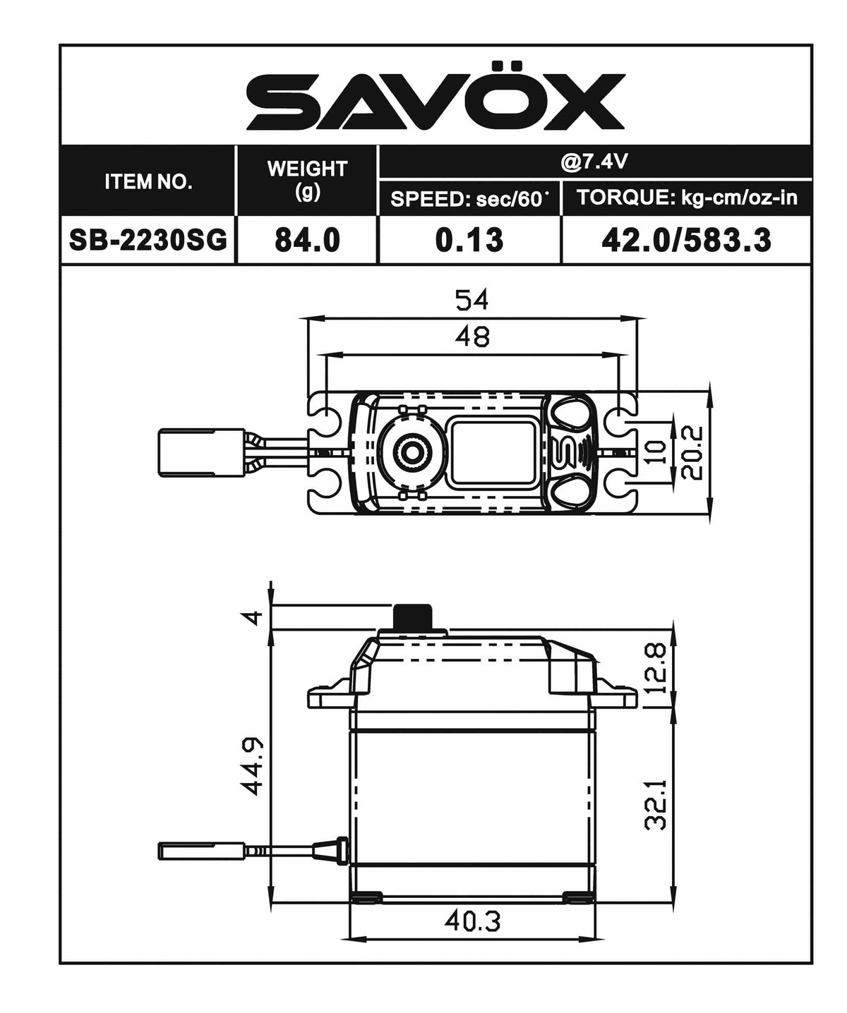 Savox SB-2230SG Monster Torque Brushless Digital Servo w/ 25T Aluminum Horn image 1