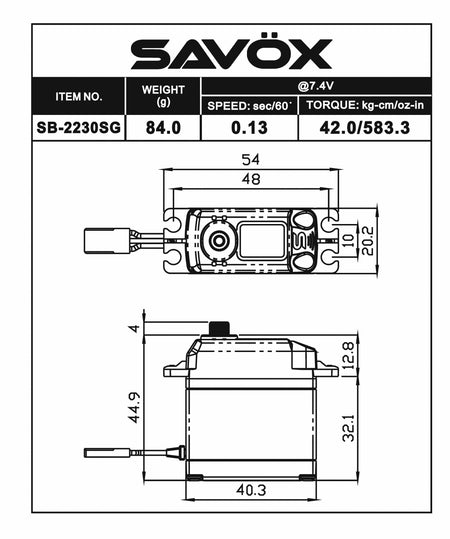 Savox SB-2230SG Monster Torque Brushless Digital Servo w/ 25T Aluminum Horn image 1
