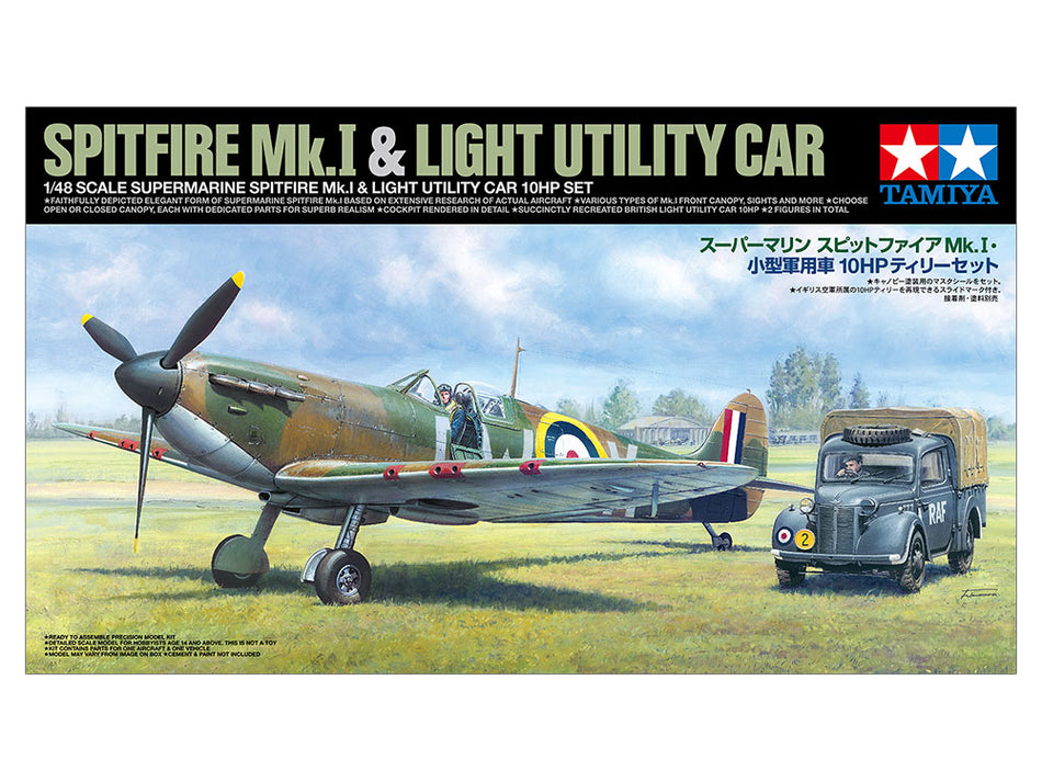Tamiya 1/48 Supermarine Spitfire Mk.I &amp; Light Utility Car Model Kit 25211 TAM25211 image 0