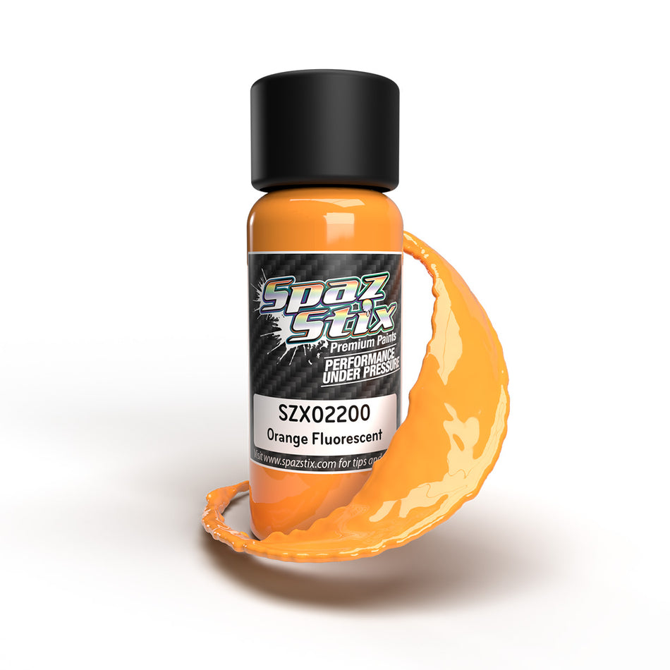 Spaz Stix Orange Fluorescent Airbrush Ready Paint 2oz Bottle SZX02200 02200 image 0