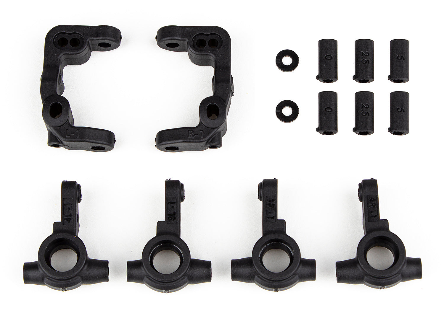 Associated -1mm Scrub Caster &amp; Steering Blocks CARBON B6.4 B6.4D ASC91985 91985 image 0