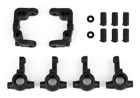 Associated -1mm Scrub Caster &amp; Steering Blocks CARBON B6.4 B6.4D ASC91985 91985 image 0
