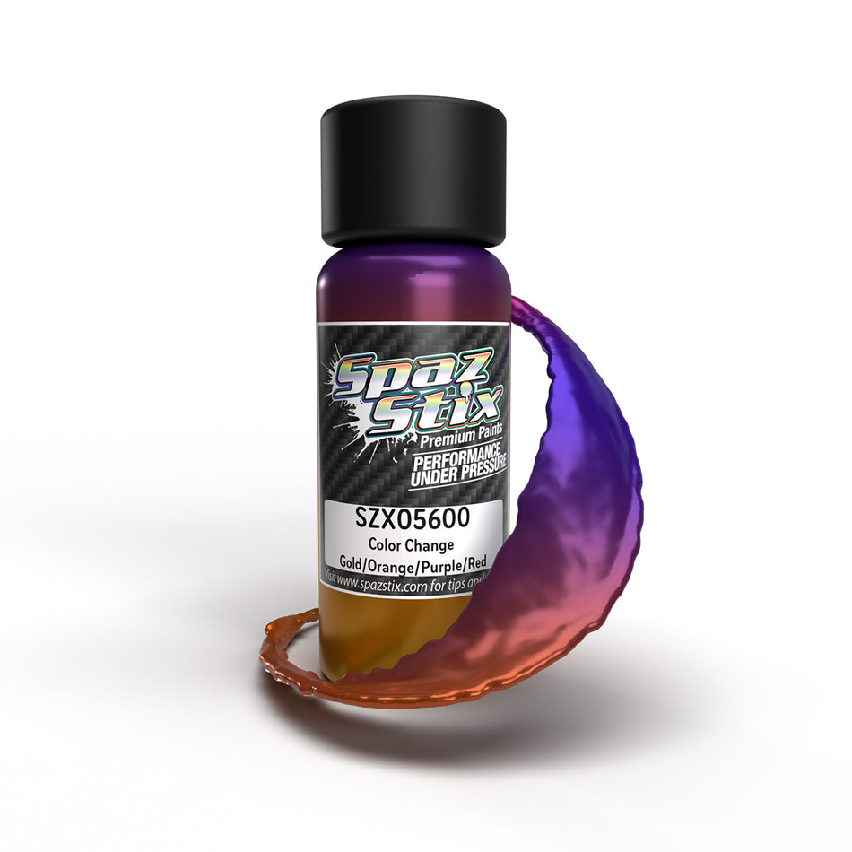 Spaz Stix Gold/Orange/Purple/Red Changing Airbrush Ready Paint SZX05600 05600 image 0