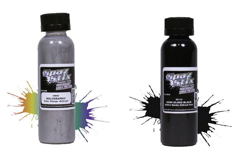 Spaz Stix Holographic &amp; Black Backer Airbrush Ready Paint SZX05800 SZX00110 image 0