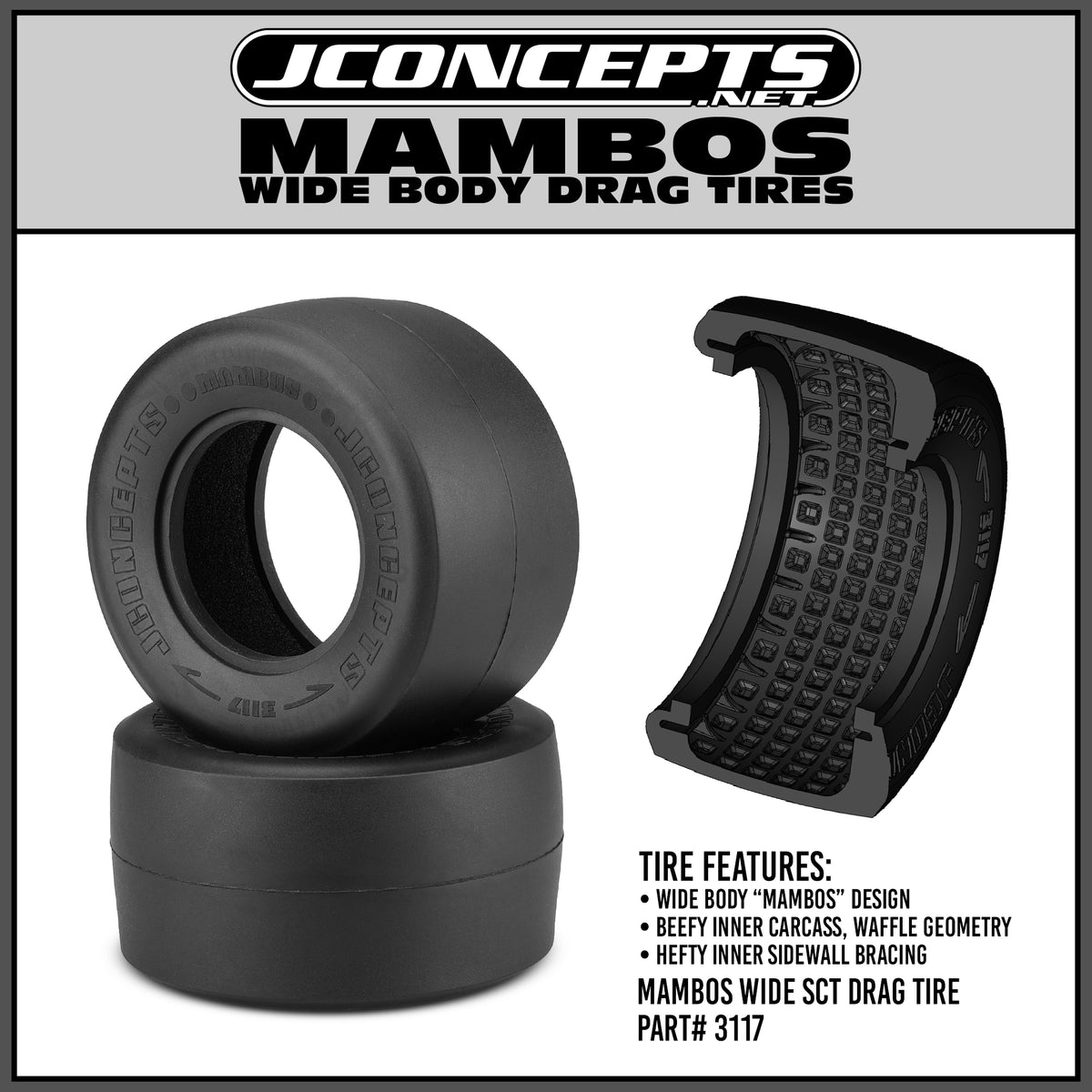Jconcepts Mambos Green Compound Drag Racing Rear Tire JCO311702 311702 image 2