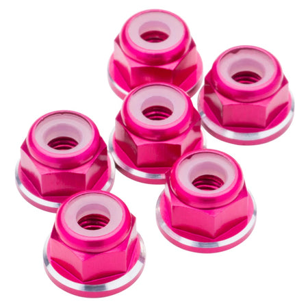 1UP Racing Aluminum M3 Flanged Locknuts Pink 6pcs 80548 image 0
