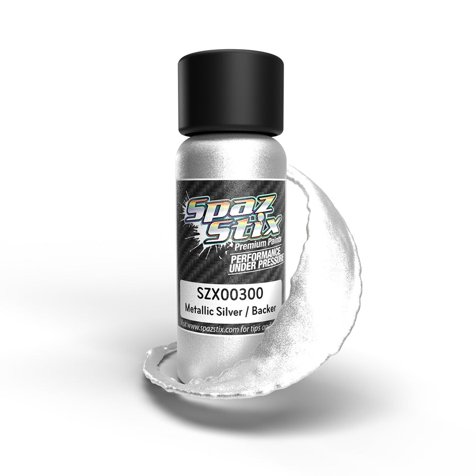 Spaz Stix Metallic Silver or Candy Backer Airbrush Ready Paint 2oz SZX00300 00300 image 0