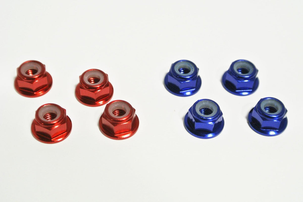 Set of 4 Aluminum Locking 1/10 scale M4 Wheel Nuts (Red Blue Black) image 0