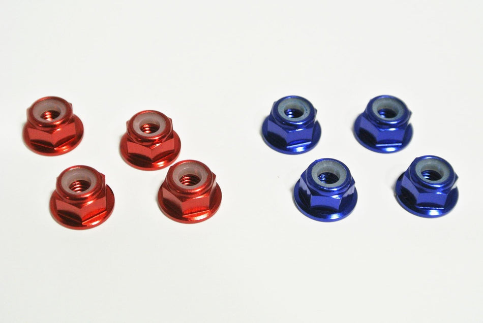 Set of 4 Aluminum Locking 1/10 scale M4 Wheel Nuts (Red Blue Black) image 0