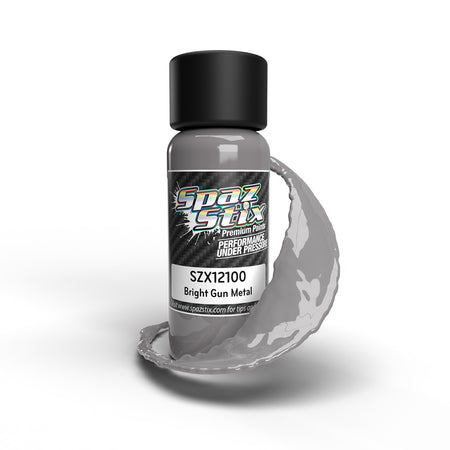 Spaz Stix Bright Gun Metal Airbrush Ready Paint 2oz Bottle SZX12100 12100 image 0
