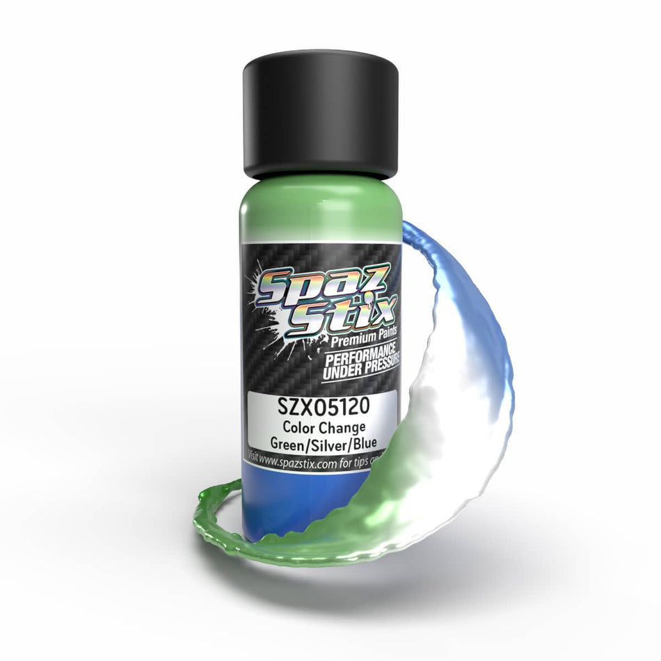 Spaz Stix Green/Blue/Silver Color Change Airbrush Ready Paint 2oz SZX05120 image 0