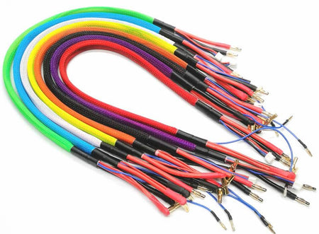 24in (2 foot) 1s &amp; 2s LiPo Charging Cable Leads - Harness 4mm/5mm Bullets (Colors) - Red image