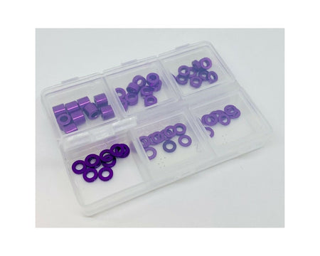 Klinik RC Aluminum 3mm Ball Stud Washer Set (60pc) PURPLE with Storage Box image 0