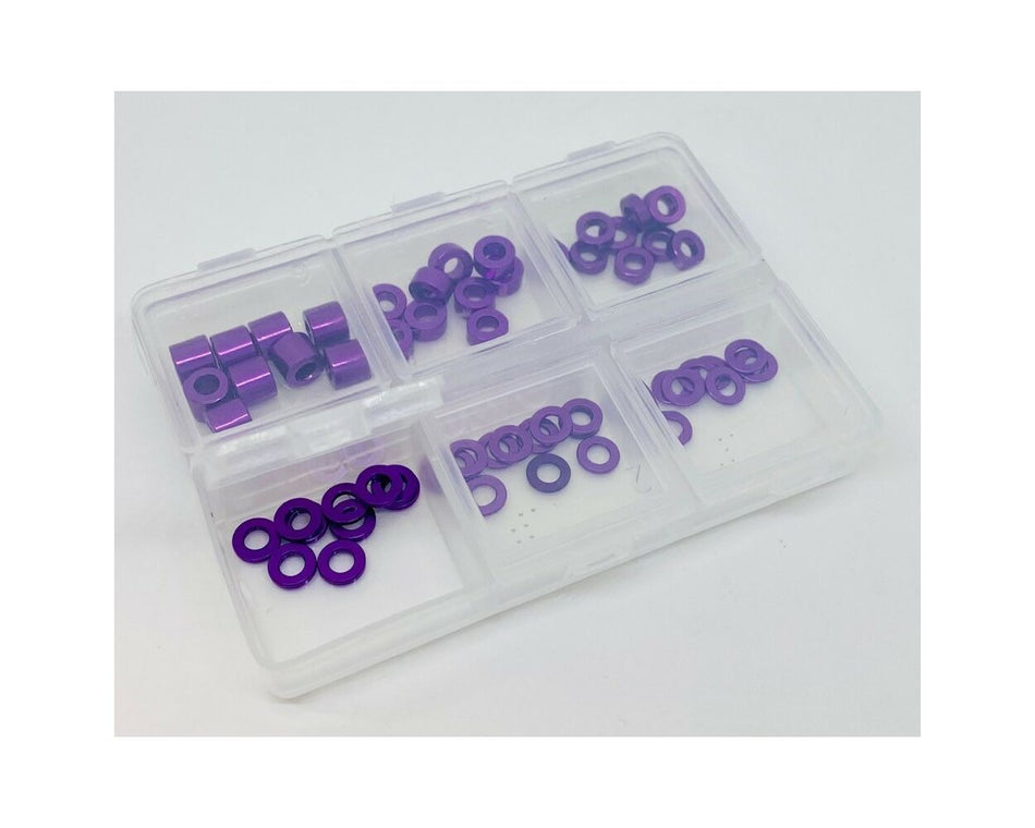 Klinik RC Aluminum 3mm Ball Stud Washer Set (60pc) PURPLE with Storage Box image 0