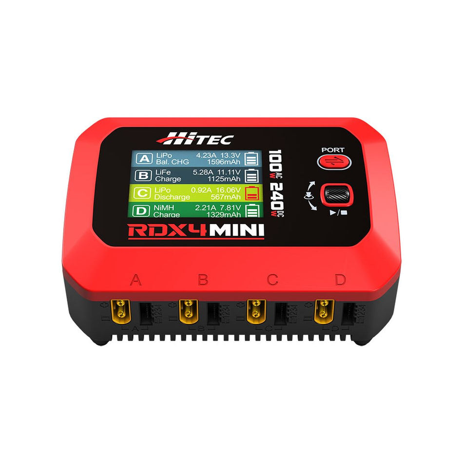 Hitec RDX4 Mini 240W DC 100W AC Battery Charger (1-4S) 4 Port 44350