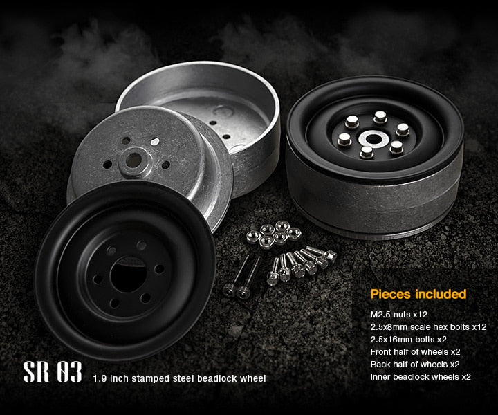 Gmade 1.9 " SR03 Beadlock Wheels Matte black 2pcs for 1.9inch Size Tire GM70184 image 1