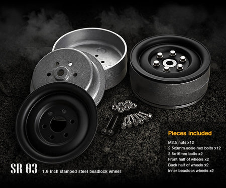 Gmade 1.9 " SR03 Beadlock Wheels Matte black 2pcs for 1.9inch Size Tire GM70184 image 1